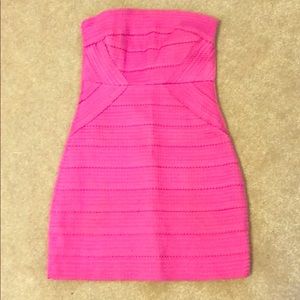 Pink strapless bandage dress